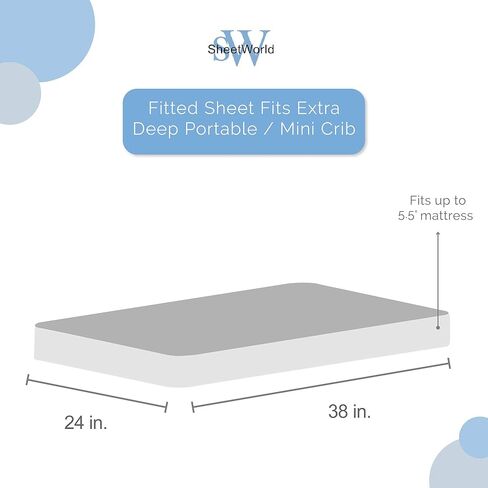 SheetWorld 100% Cotton Percale Extra Deep Fitted Portable Mini Crib Sheet 24 x 38 x 5.5, Solid Ivory Woven, Made in USA in Saudi Arabia