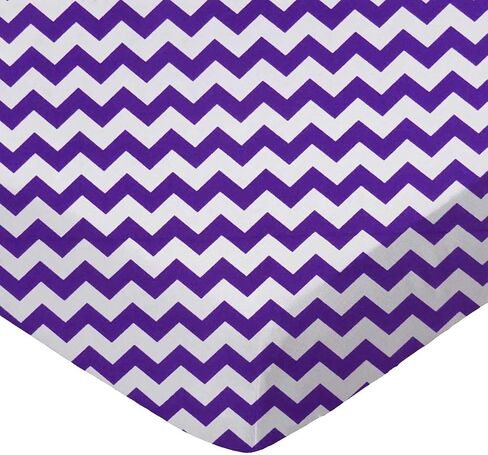 SheetWorld 100% Cotton Percale Extra Deep Fitted Portable Mini Crib Sheet 24 x 38 x 5.5, Purple Chevron Zigzag, Made in USA in Saudi Arabia