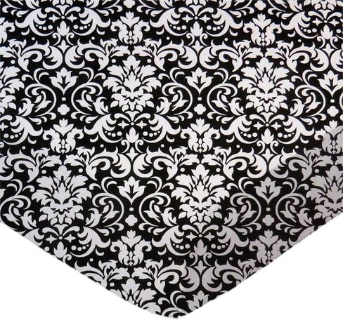 SheetWorld 100% Cotton Percale Extra Deep Fitted Portable Mini Crib Sheet 24 x 38 x 5.5, White Damask, Made in USA in Kuwait