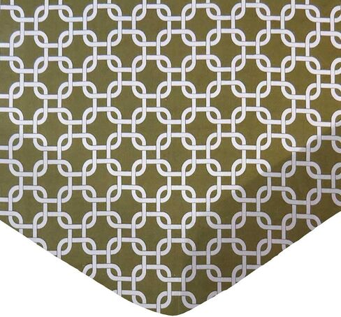 SheetWorld 100% Cotton Percale Extra Deep Fitted Portable Mini Crib Sheet 24 x 38 x 5.5, Sage Links, Made in USA in Saudi Arabia