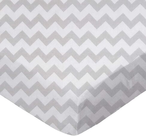 SheetWorld 100% Cotton Percale Extra Deep Fitted Portable Mini Crib Sheet 24 x 38 x 5.5, Grey Chevron Zigzag, Made in USA in Saudi Arabia