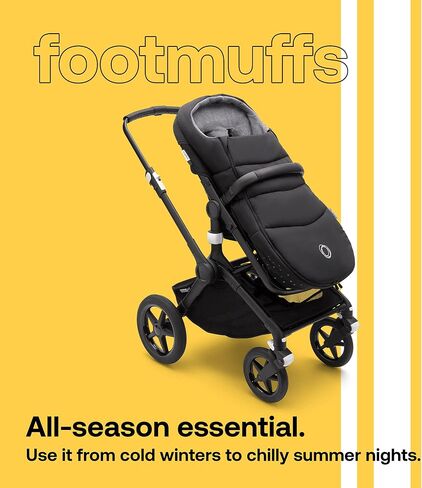 Bugaboo Footmuff - All-Season Stroller Accessory Weatherproof Climate Control Removable and Reflective - Midnight Black in Saudi Arabia