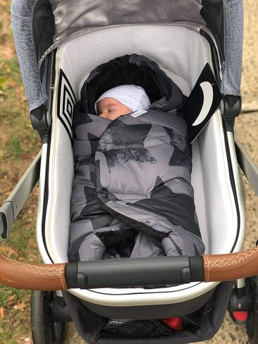 7AM Enfant Baby Car Seat - Nido Quilted Baby carier Cover, Hooded Soft Plush Lining, Stroller | (Heather Grey, Small 0-6M) in Saudi Arabia