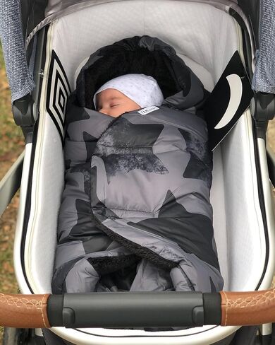 7AM Enfant Baby Car Seat - Nido Quilted Baby carier Cover, Hooded Soft Plush Lining, Stroller | (Heather Grey, Small 0-6M) in Saudi Arabia