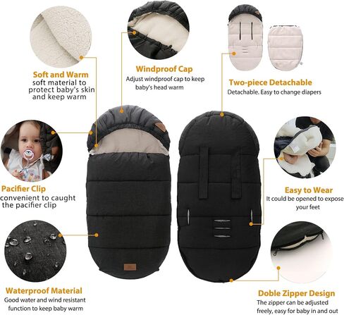 LAT Baby Warm Bunting Bag Universal,Stroller Sleeping Bag Cold Weather,Waterproof Toddler Footmuff in Kuwait
