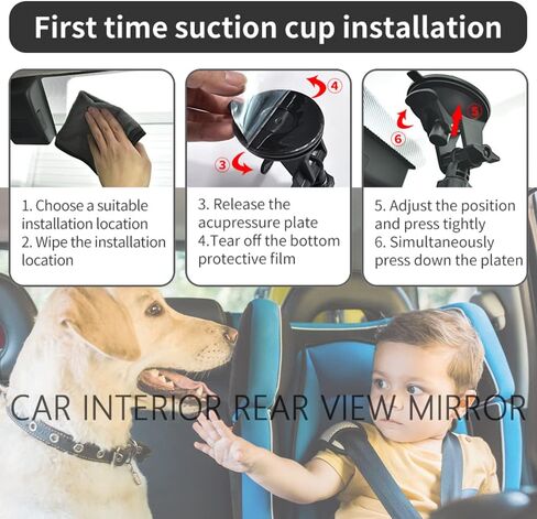 Car Mirror Baby Rear Facing Seat,HD 4.5" 360°Rotatable&Vacuum Suction Cup Mount Baby Car Mirror for Windshield,Dashboard,Ideal Preferred Rear View Mirror for Parents in Kuwait