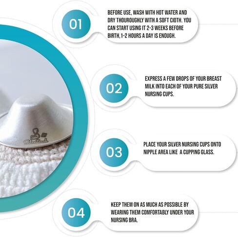 The Original Silver Nursing Cups - Nipple Shields for Nursing Newborn - Nipple Covers Breastfeeding - Newborn Essentials Must Haves - 925 Silver in Saudi Arabia