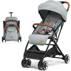 BABY JOY Lightweight Baby Stroller, Compact Toddler Travel Stroller for Airplane, Infant Stroller w/ 5-Point Harness, Adjustable Backrest/Footrest/Canopy, Storage Basket, Easy One-Hand Fold (Black) in Saudi Arabia
