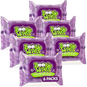 Baby Saline Wipes by Boogie for Face, Body & Nose, FSA/HSA Eligible, for Baby and Kids Made with Natural Saline, Grape Scent, 180 Count (Pack of 6) in Kuwait