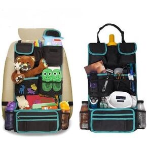 Back Seat Car Organizer - Kids Storage Compartment - Holds Tablets - Ipads - Cups - Bottles -Toys - Stuffed Animals - Snacks - Detachable - Adjustable - Removable Documents Wallet in Kuwait