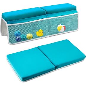 Baby Bath Kneeler and Elbow Rest Pad Set, Soft and Comfortable Bathtub Kneeling Pad for Bathing Babies, Thick Cushion Mat with Toy Organizer Pockets & 8 Suction Cups Relieve Your Knees and Elbows