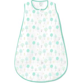 SwaddleDesigns Baby Sleep Sack 12-18 months, Cotton Muslin Wearable Blanket with 2-way Zipper, Non-Weighted Sleeping Sack for Safer Sleep, Watercolor Mountains & Trees, Large