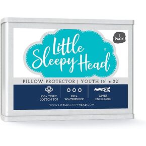 Little Sleepy Head Toddler / Travel Pillow Protector for Pillows 13x18 and 14x19 (1-Pack)