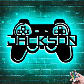 Custom Game Sign with Name Personalized Name Gamepad LED Neon Lights Video Game Controller Light Sign for Game Room Decor ,Boy Room Teen Room Kids Room Playroom Bedroom Decoration (game sign-4) in Kuwait