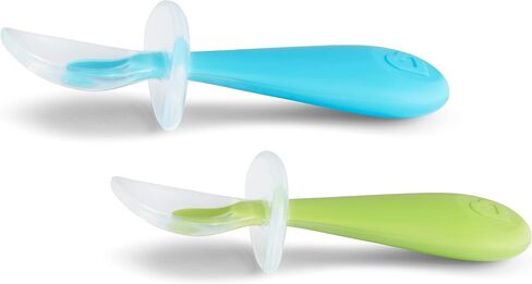 Munchkin® Silicone Scoop™ Trainer Spoons with Choke Guard for Baby Led Weaning, 4 Count, Pink/Purple in Saudi Arabia