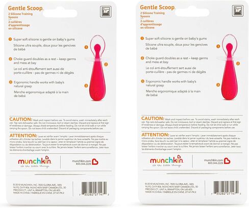 Munchkin® Silicone Scoop™ Trainer Spoons with Choke Guard for Baby Led Weaning, 4 Count, Pink/Purple in Saudi Arabia
