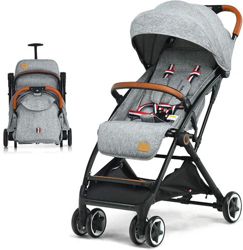 BABY JOY Lightweight Baby Stroller, Compact Toddler Travel Stroller for Airplane, Infant Stroller w/ 5-Point Harness, Adjustable Backrest/Footrest/Canopy, Storage Basket, Easy One-Hand Fold (Black) in Saudi Arabia