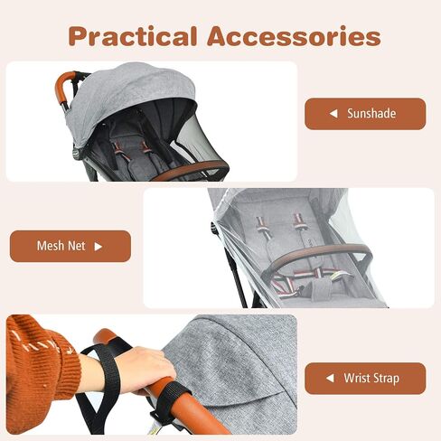 BABY JOY Lightweight Baby Stroller, Compact Toddler Travel Stroller for Airplane, Infant Stroller w/ 5-Point Harness, Adjustable Backrest/Footrest/Canopy, Storage Basket, Easy One-Hand Fold (Black) in Saudi Arabia