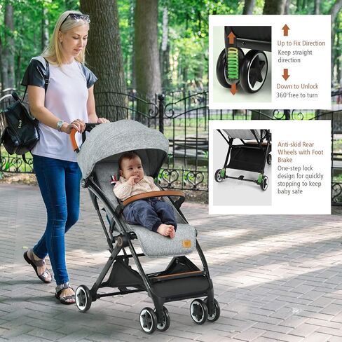 BABY JOY Lightweight Baby Stroller, Compact Toddler Travel Stroller for Airplane, Infant Stroller w/ 5-Point Harness, Adjustable Backrest/Footrest/Canopy, Storage Basket, Easy One-Hand Fold (Black) in Saudi Arabia