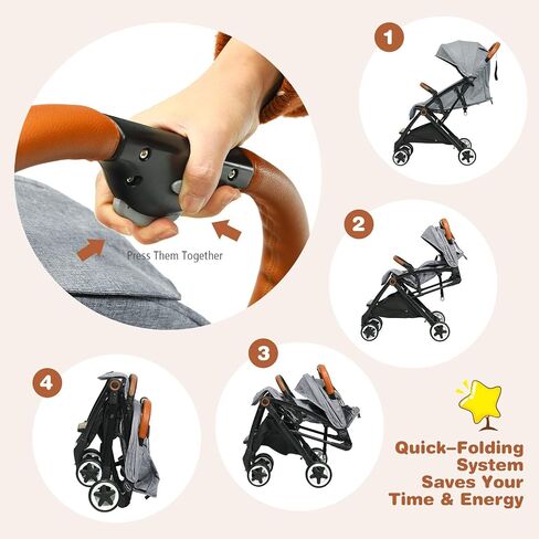 BABY JOY Lightweight Baby Stroller, Compact Toddler Travel Stroller for Airplane, Infant Stroller w/ 5-Point Harness, Adjustable Backrest/Footrest/Canopy, Storage Basket, Easy One-Hand Fold (Black) in Saudi Arabia