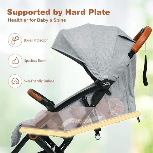 BABY JOY Lightweight Baby Stroller, Compact Toddler Travel Stroller for Airplane, Infant Stroller w/ 5-Point Harness, Adjustable Backrest/Footrest/Canopy, Storage Basket, Easy One-Hand Fold (Black) in Saudi Arabia