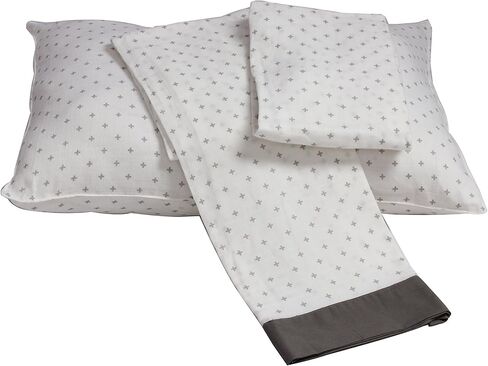 Bacati - Muslin Love Toddler Bedding (3 pc Toddler Bed Sheet Set, Black Plus/Cross) in Kuwait