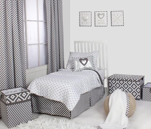 Bacati - Muslin Love Toddler Bedding (3 pc Toddler Bed Sheet Set, Black Plus/Cross) in Kuwait