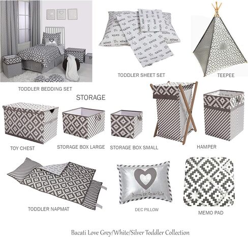 Bacati - Muslin Love Toddler Bedding (3 pc Toddler Bed Sheet Set, Black Plus/Cross) in Kuwait