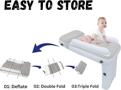 سرير طائرة قابل للنفخ للاطفال والرضع والرضع - سرير سفر للاطفال الصغار مع مضخة يدوية من اي سي اتش زد اي دي in Kuwait
