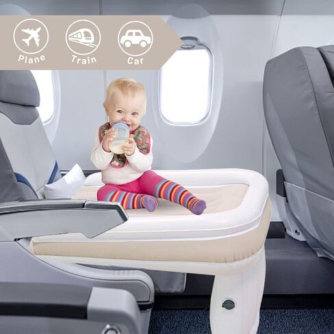 سرير سفر للأطفال الصغار قابل للنفخ من إيريكس، سرير محمول للرضع/الأطفال الصغار ومسند للقدمين وموسع مقعد الطائرة للأطفال مناسب للمقاعد الاقتصادية والقطار والسيارة (أبيض) in Kuwait