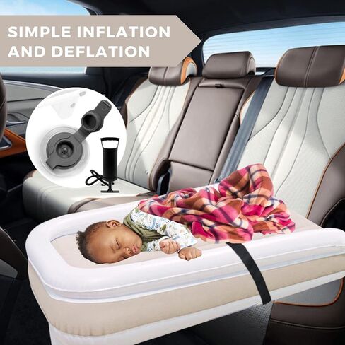 سرير سفر للأطفال الصغار قابل للنفخ من إيريكس، سرير محمول للرضع/الأطفال الصغار ومسند للقدمين وموسع مقعد الطائرة للأطفال مناسب للمقاعد الاقتصادية والقطار والسيارة (أبيض) in Kuwait