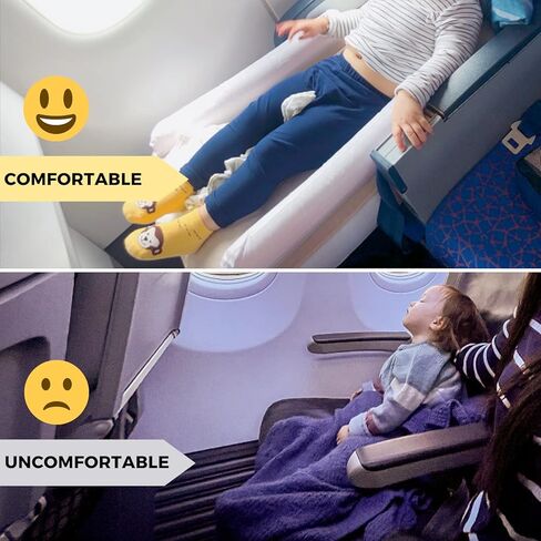 سرير سفر للأطفال الصغار قابل للنفخ من إيريكس، سرير محمول للرضع/الأطفال الصغار ومسند للقدمين وموسع مقعد الطائرة للأطفال مناسب للمقاعد الاقتصادية والقطار والسيارة (أبيض) in Kuwait
