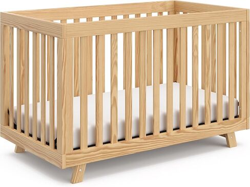 Storkcraft Beckett 3-in-1 Convertible Crib (Natural with White Slats) – Converts from Baby Crib to Toddler Bed and Daybed, Fits Standard Full-Size Crib Mattress, Adjustable Mattress Support Base in Kuwait