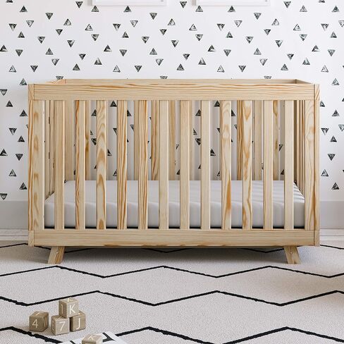Storkcraft Beckett 3-in-1 Convertible Crib (Natural with White Slats) – Converts from Baby Crib to Toddler Bed and Daybed, Fits Standard Full-Size Crib Mattress, Adjustable Mattress Support Base in Kuwait