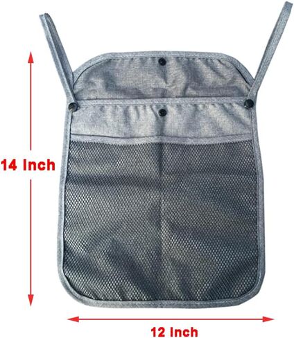 منظم حقيبة عربة الأطفال باللون الأسود مع جيبين للتخزين وجيب شبكي أمامي لقماش الزجاجات وحفاضات الأطفال in Kuwait