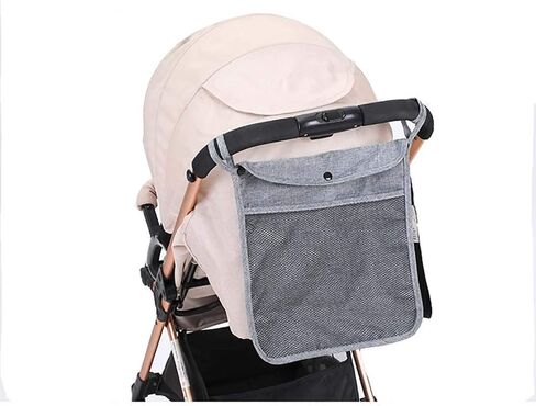 منظم حقيبة عربة الأطفال باللون الأسود مع جيبين للتخزين وجيب شبكي أمامي لقماش الزجاجات وحفاضات الأطفال in Kuwait