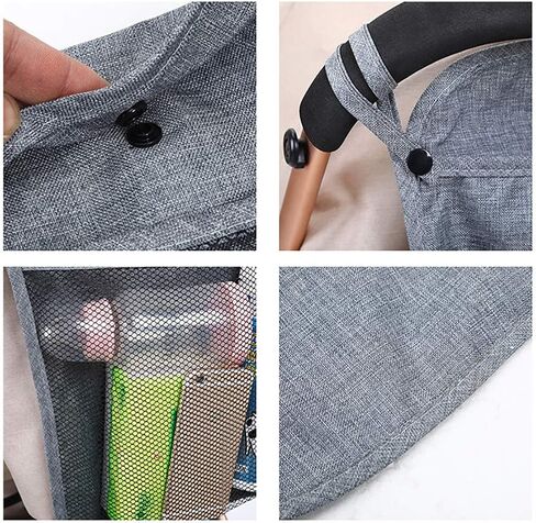 منظم حقيبة عربة الأطفال باللون الأسود مع جيبين للتخزين وجيب شبكي أمامي لقماش الزجاجات وحفاضات الأطفال in Kuwait