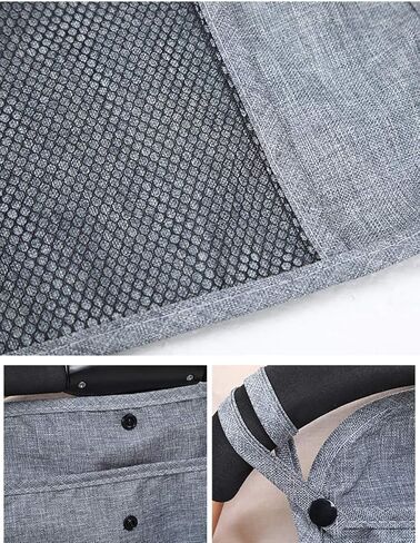 منظم حقيبة عربة الأطفال باللون الأسود مع جيبين للتخزين وجيب شبكي أمامي لقماش الزجاجات وحفاضات الأطفال in Kuwait