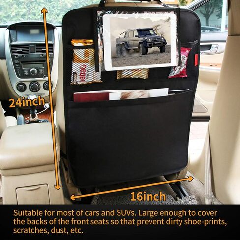 Kaiphy Car Backseat Organizer - Car Seat Protector - 2 Pack - Premium Quality Car Kick Mats Car Seat Organizer with 10" Tablet Holder - Extra Large Pocket-ECO Friendly Waterproof material- Sturdy Top in Saudi Arabia