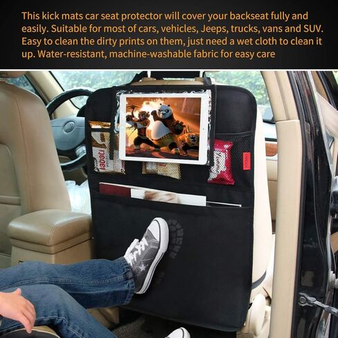 Kaiphy Car Backseat Organizer - Car Seat Protector - 2 Pack - Premium Quality Car Kick Mats Car Seat Organizer with 10" Tablet Holder - Extra Large Pocket-ECO Friendly Waterproof material- Sturdy Top in Saudi Arabia