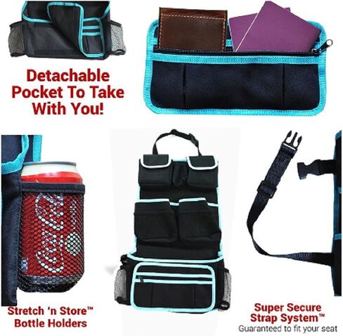 Back Seat Car Organizer - Kids Storage Compartment - Holds Tablets - Ipads - Cups - Bottles -Toys - Stuffed Animals - Snacks - Detachable - Adjustable - Removable Documents Wallet in Kuwait