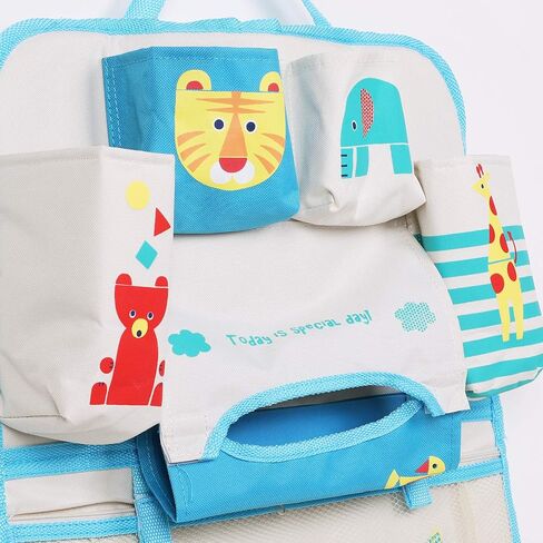 Cartoon Car Seat Back Organizers Large Capacity Car Seat Storage Bag Multifunctional Hanging Organizer Backseat Tissue Phone Water Bottle Storage Box Chair Back Stroller Hanging Bag Organizer Holder in Saudi Arabia