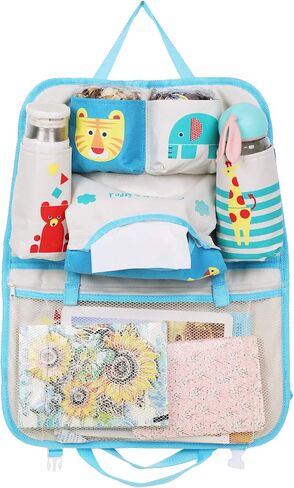 Cartoon Car Seat Back Organizers Large Capacity Car Seat Storage Bag Multifunctional Hanging Organizer Backseat Tissue Phone Water Bottle Storage Box Chair Back Stroller Hanging Bag Organizer Holder in Saudi Arabia