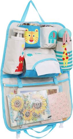 Cartoon Car Seat Back Organizers Large Capacity Car Seat Storage Bag Multifunctional Hanging Organizer Backseat Tissue Phone Water Bottle Storage Box Chair Back Stroller Hanging Bag Organizer Holder in Saudi Arabia