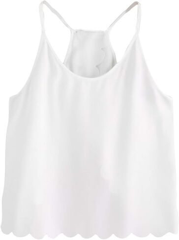 YOMXL Crop Top for Women,Summer Casual Racerback Tank Top Solid Color Sling Camis Vest Camisole Sleeveless Tops White in Saudi Arabia