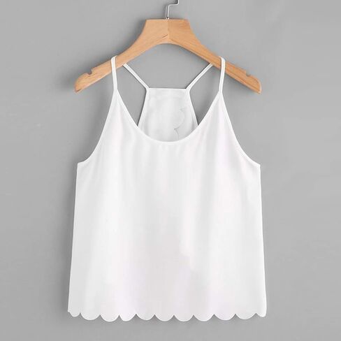 YOMXL Crop Top for Women,Summer Casual Racerback Tank Top Solid Color Sling Camis Vest Camisole Sleeveless Tops White in Saudi Arabia