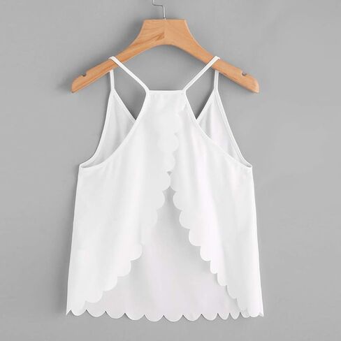 YOMXL Crop Top for Women,Summer Casual Racerback Tank Top Solid Color Sling Camis Vest Camisole Sleeveless Tops White in Saudi Arabia