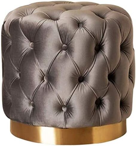 Ottoman Stool Shoe Bench Flannel Vintage Stool Upholstered Dressing Table Footrest Change Shoe Footrest for Living Room Bedroom, 44X44cm for Bedroom Corridor (Color : Blue, Size : 44X44cm) in Saudi Arabia