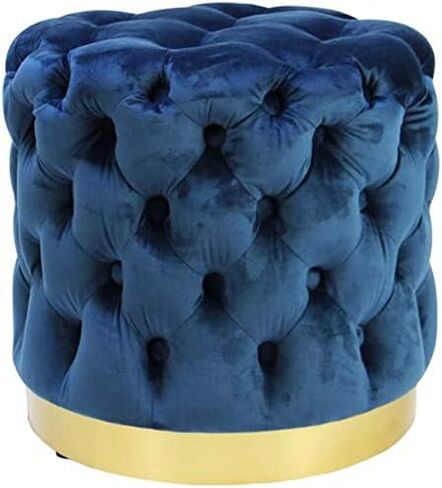 Ottoman Stool Shoe Bench Flannel Vintage Stool Upholstered Dressing Table Footrest Change Shoe Footrest for Living Room Bedroom, 44X44cm for Bedroom Corridor (Color : Blue, Size : 44X44cm) in Saudi Arabia