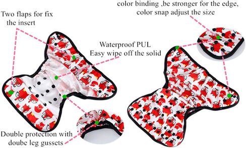 simfamily One Size Fit All Baby Reusable Waterproof Diaper Nappy Cover Double Gussets in Kuwait